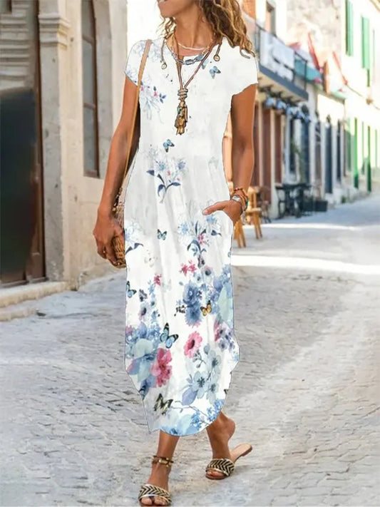 New Women Chic Plus Size Vintage Boho Short Sleeve Casual Knitting Dress
